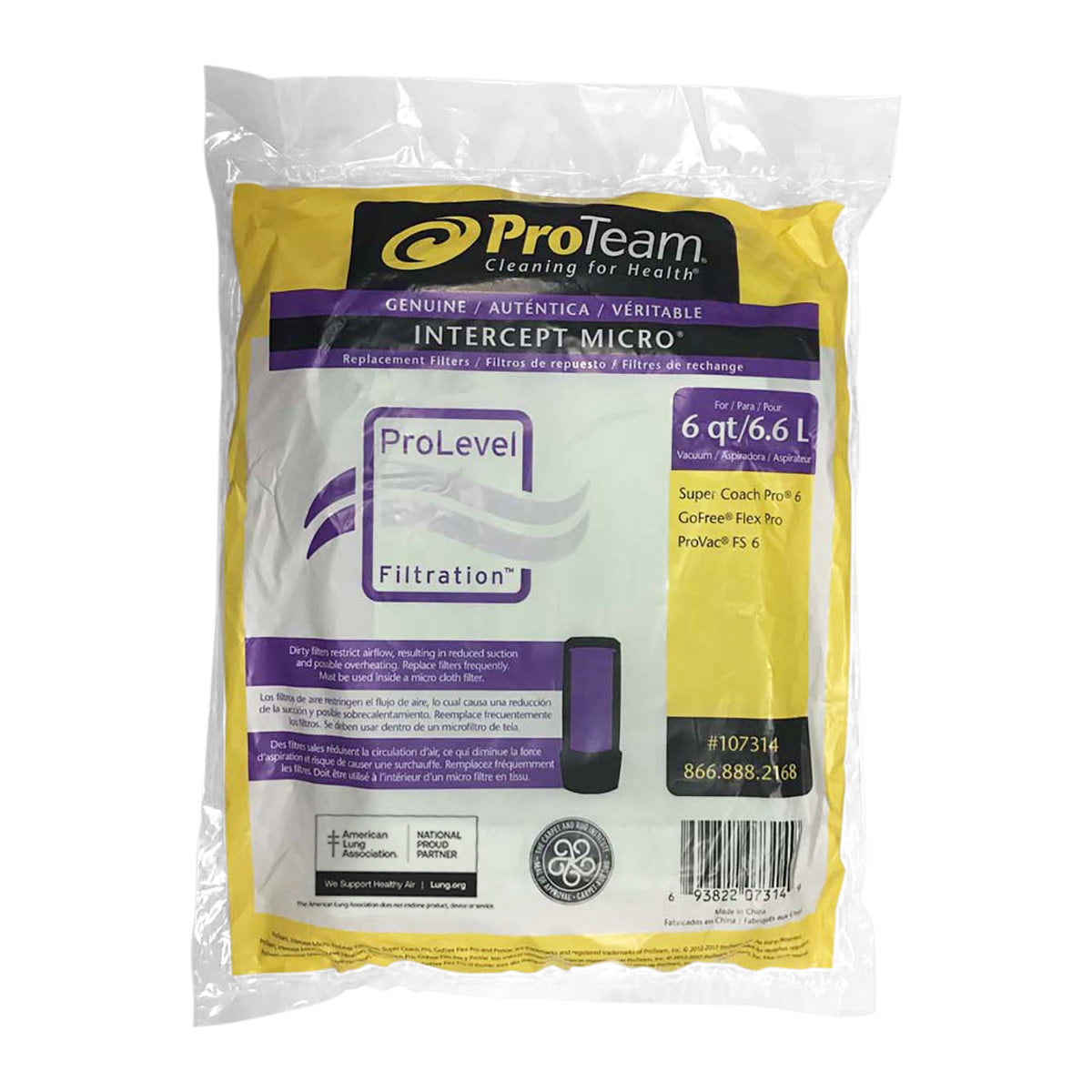 ProTeam 107314 6 qt Intercept Micro Filter Bags