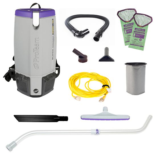 ProTeam 107303 Super Coach Pro 10, 10 Qt. Commercial Backpack Vacuum Cleaner with Xover Multi-Surface and Telescoping Wand Tool Kit