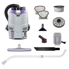 ProTeam 107778 GoFit 3 Cordless 8Ah, 3 qt. Commercial Backpack Vacuum w/ Xover Multi-Surface Telescoping Wand Tool Kit