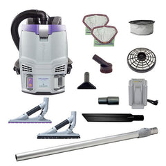 ProTeam 107780 GoFit 3 Cordless 8Ah, 3 qt. Commercial Backpack Vacuum w/ ProBlade Hard Surface & Carpet Floor Tool Kit