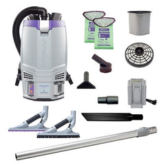 ProTeam 107788 GoFit 6 Cordless 8Ah, 6 qt. Commercial Backpack Vacuum w/ ProBlade Hard Surface & Carpet Floor Tool Kit