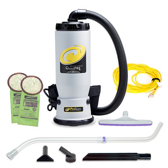 ProTeam 107146 QuietPro BP 6 qt. Backpack Vacuum w/ Xover Multi-Surface Telescoping Wand Tool Kit
