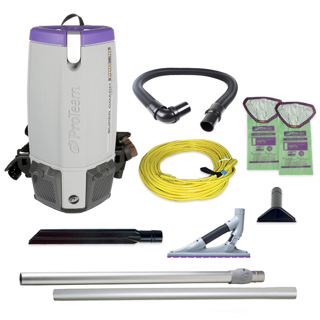ProTeam 107536 Super Coach Pro 10 HEPA Backpack Vacuum w/ ProBlade Carpet Tool Kit (107530)