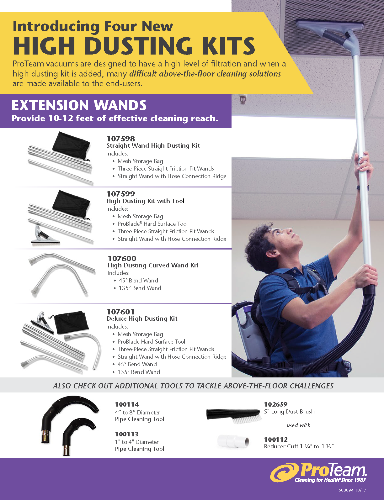 ProTeam 107601 Deluxe High Dusting Tool Kit w/ Straight-Curved Wands a ...